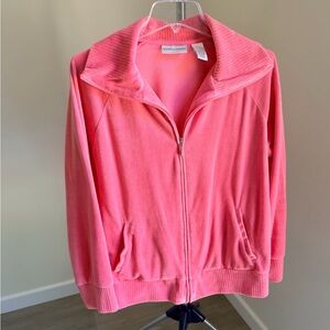 Drapers and Damons Coral Velour Zip-Up Jacket
